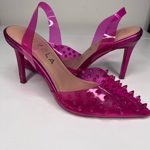 Carvela Lapis  Hot Pink See through Spiked Heels size 36 - Picture 2 of 7
